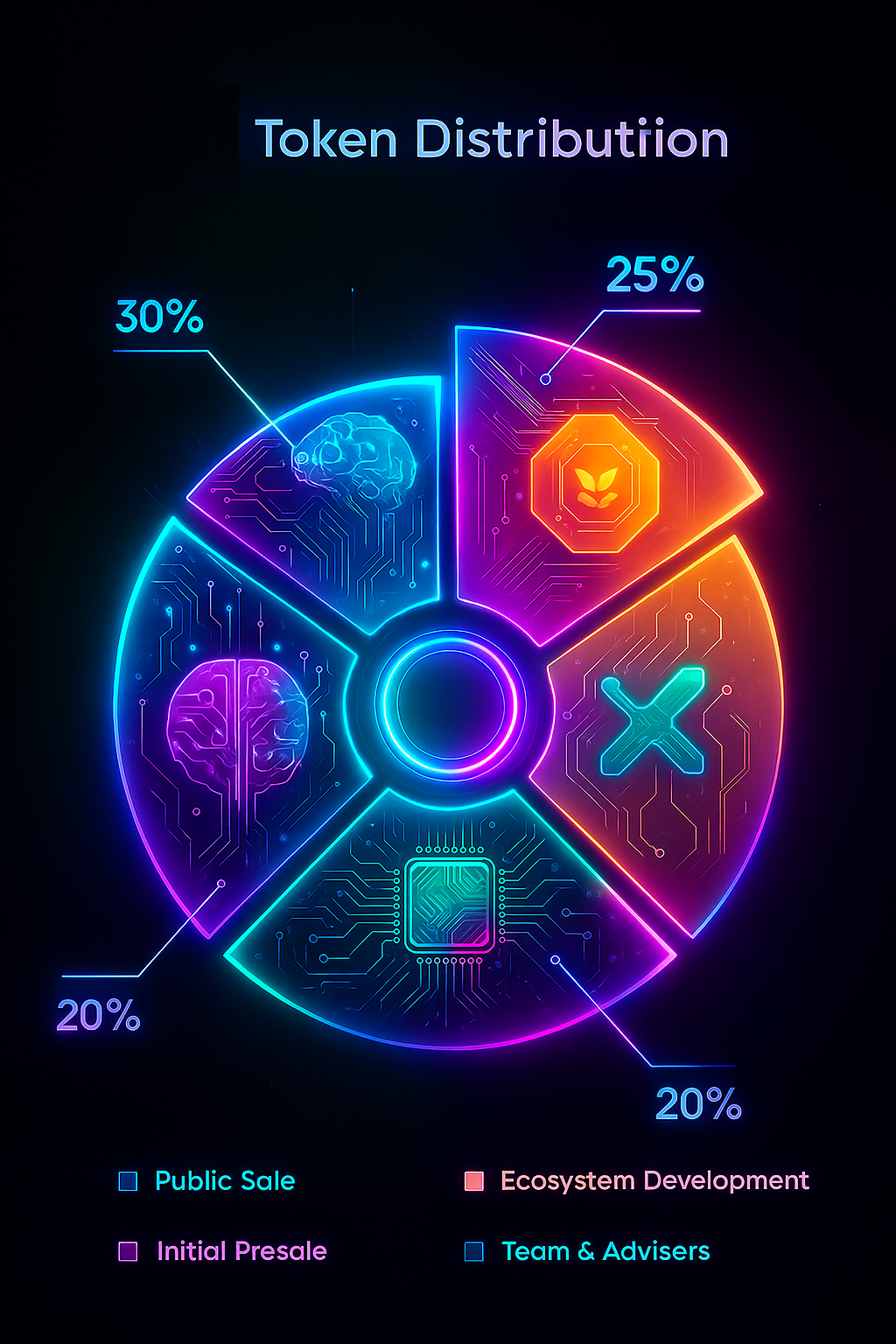 Pie chart of GROK54H token distribution